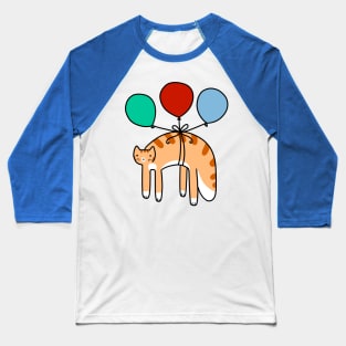 Balloon Long Tabby Cat Baseball T-Shirt